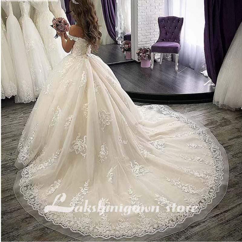 NumberSea V-Neck Off the shoulders Floor-Length Ball gown Wedding Dresses