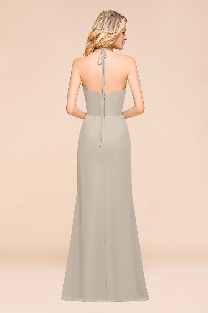 V-Neck Spaghetti Floor Length Folds Bridesmaid Dress