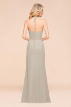 V-Neck Spaghetti Floor Length Folds Bridesmaid Dress