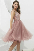V-neck Tulle with Beaded Short Prom Dresses Homecoming Dresses  PD366