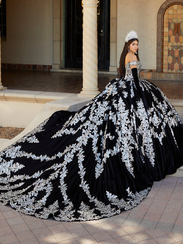 Schulterfreies Quinceanera-Kleid aus Samt von House of Wu 26065