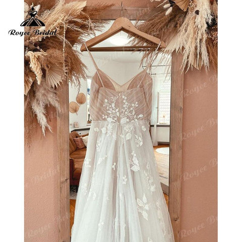 NumberSea vestido novia Spitze Appliques V-ausschnitt A-linie Boho Hochzeit Kleid Spaghetti-trägern Strand 2025 trouwjurk Robe Braut Hochzeit Kleider 