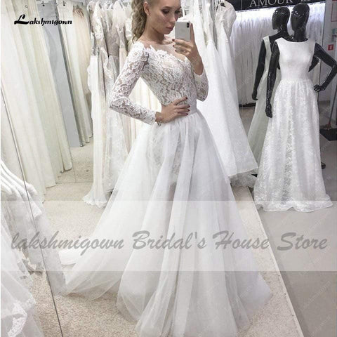 NumberSea Vintage 2 Stück Brautkleid Spitze Mieder Rückenfrei