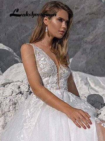 NumberSea Vintage-Strandbrautkleid mit Glitzer-Pailletten