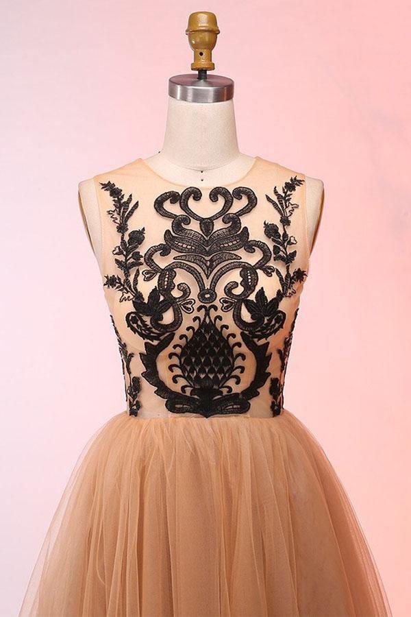 Abito da Ballo Corto Vintage con Appliques di Tulle per il Homecoming PD298
