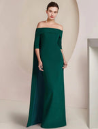 Etuikleid/Säulenkleid für die Mutter der Braut, formelle Hochzeitsgäste, elegant, trägerlos, bodenlang, Stretch-Stoff, halbe Ärmel, einfarbig