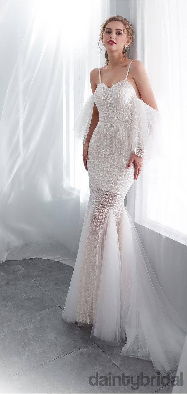 Robe de mariée sexy et séduisante en tulle transparent avec traîne. DB1008