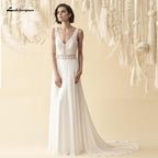 NumberSea Wedding Dress for Women Summer Sexy V-Neck Lace