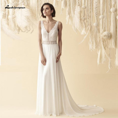 NumberSea Brautkleid für Damen, Sommer, sexy, V-Ausschnitt, Spitze