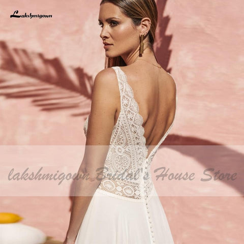 NumberSea Brautkleid für Damen, Sommer, sexy, V-Ausschnitt, Spitze