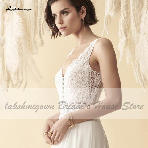 NumberSea Brautkleid für Damen, Sommer, sexy, V-Ausschnitt, Spitze