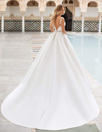 NumberSea Wedding Dress Lace Appliques Satin Bridal Dress