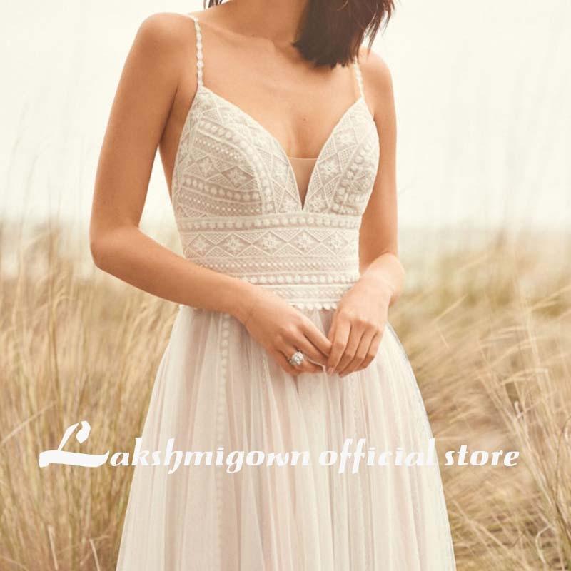 NumberSea Wedding Dress Lace V Neck Champagne Wedding Gown Dress Princess