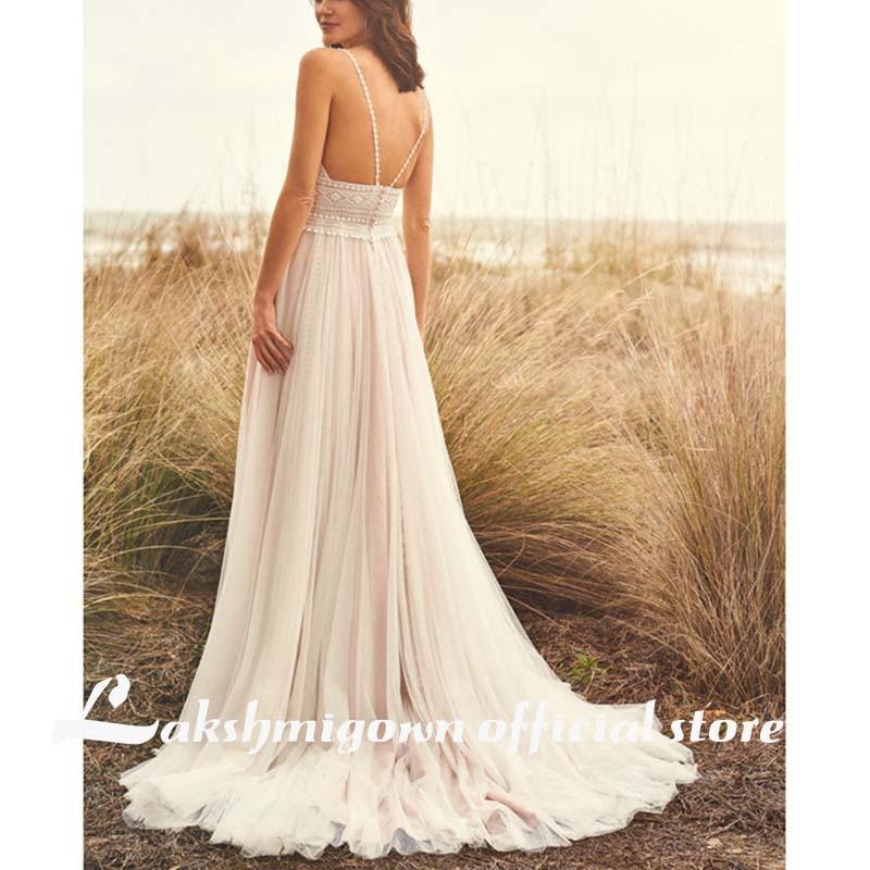 NumberSea Wedding Dress Lace V Neck Champagne Wedding Gown Dress Princess