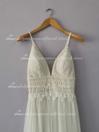 NumberSea Wedding Dress Lace V Neck Champagne Wedding Gown Dress Princess