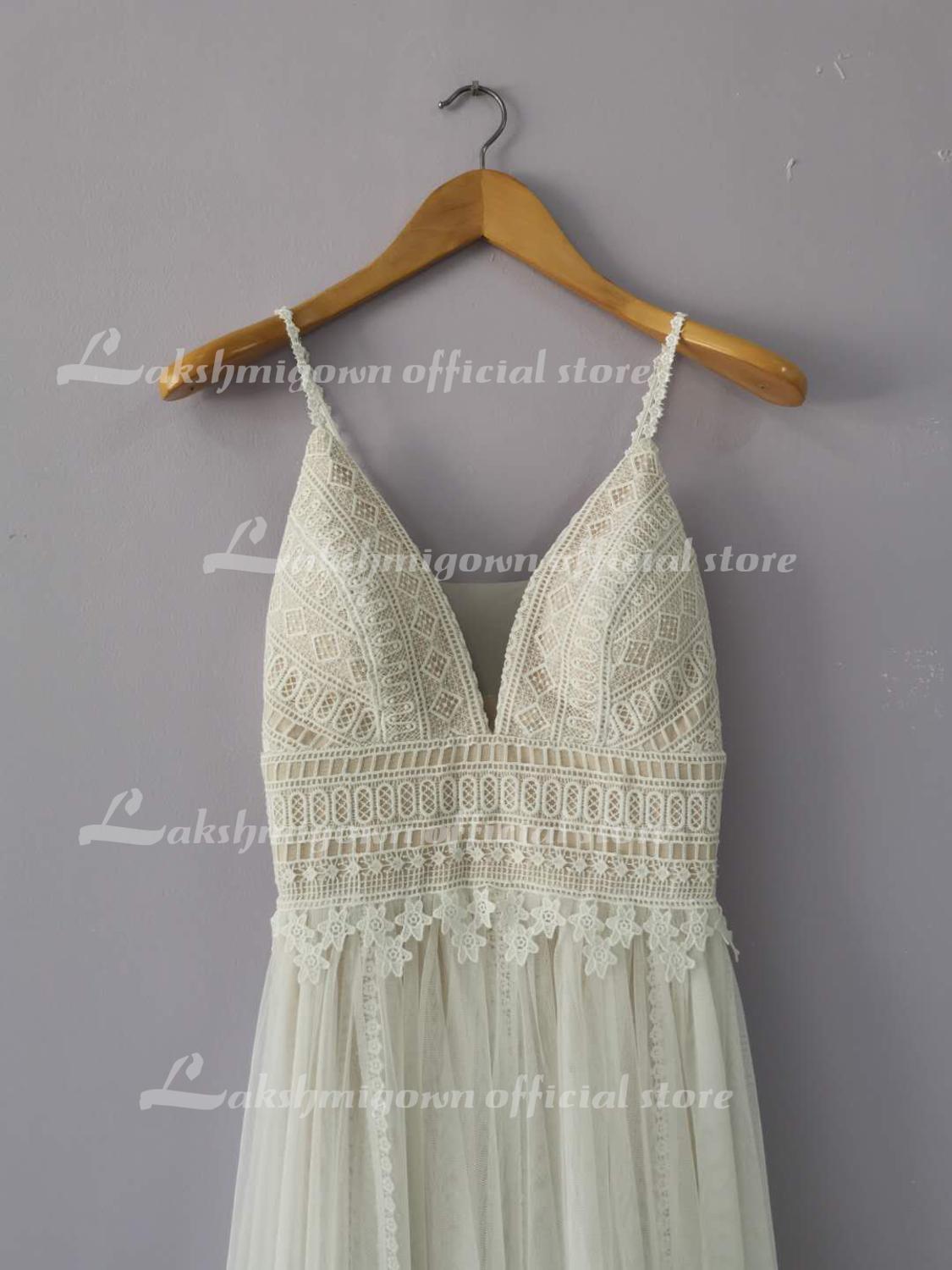 NumberSea Wedding Dress Lace V Neck Champagne Wedding Gown Dress Princess