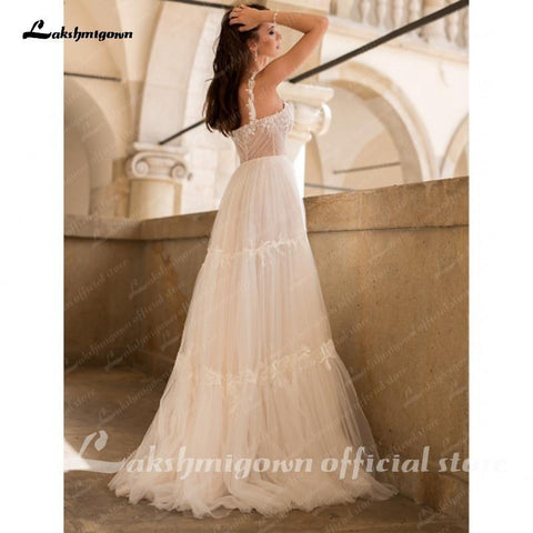 NumberSea Brautkleid, schulterfrei, Strand, schlicht, bodenlang