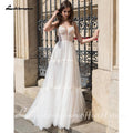 Vestito da Sposa NumberSea Spalla Scoperta Spiaggia Semplice Lungo fino a Terra