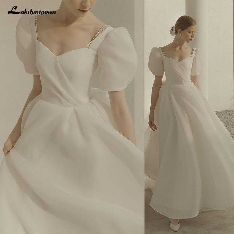 NumberSea Wedding Dress Puffy Short Sleeve Bride Dress Beach Princess