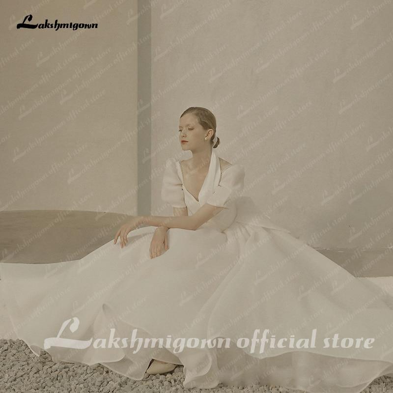 NumberSea Wedding Dress Puffy Short Sleeve Bride Dress Beach Princess