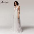 NumberSea Brautkleid V-Ausschnitt Spitzenapplikationen Prinzessin Tüll