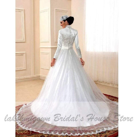 NumberSea Brautkleid mit abnehmbarer Schleppe, Spitze und Perlen