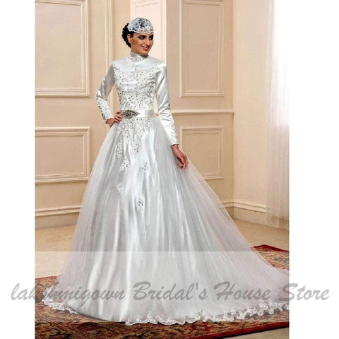 NumberSea Brautkleid mit abnehmbarer Schleppe, Spitze und Perlen