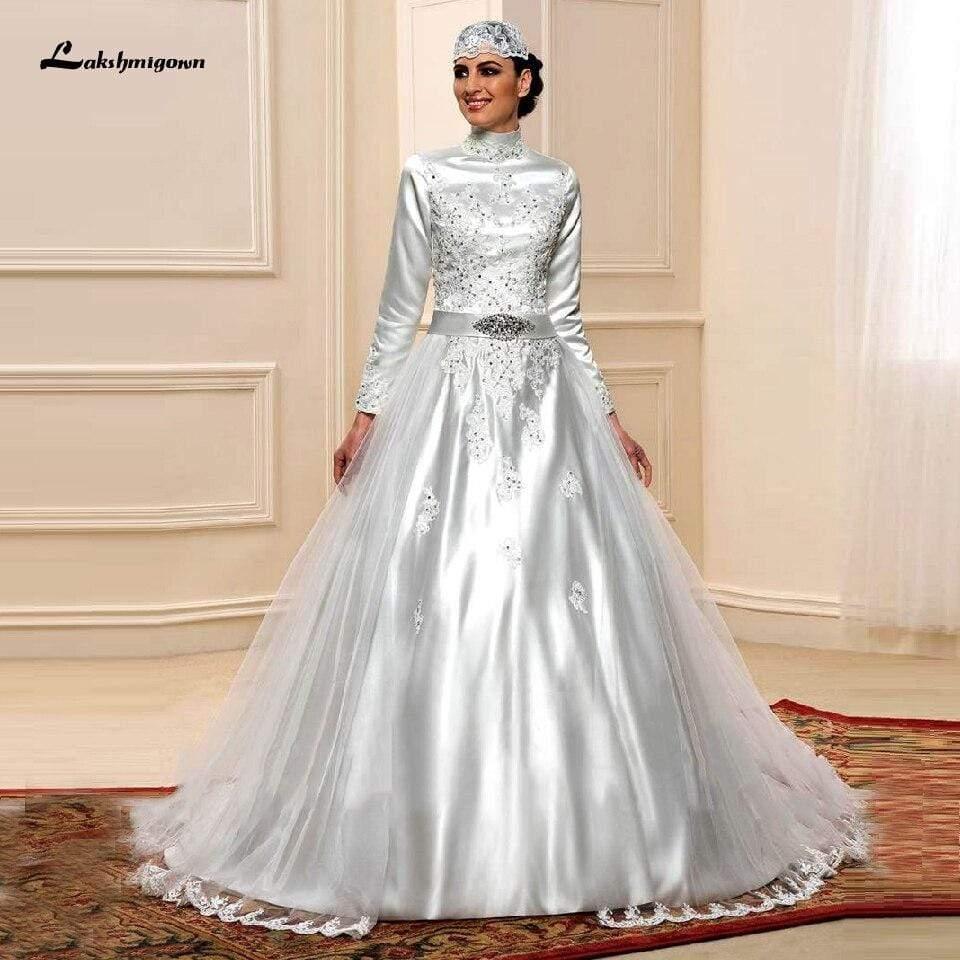 NumberSea Wedding Dress with Detachable Train Lace Beaded