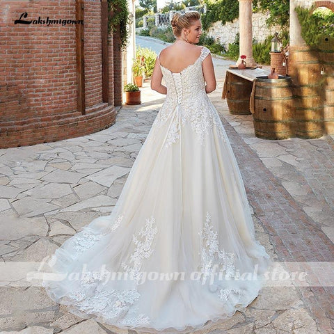 NumberSea Brautkleid mit kurzen Ärmeln, sexy V-Ausschnitt und Spitze