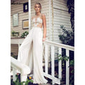 NumberSea Robes de mariée Combinaison à jupe amovible avec applications de dentelle