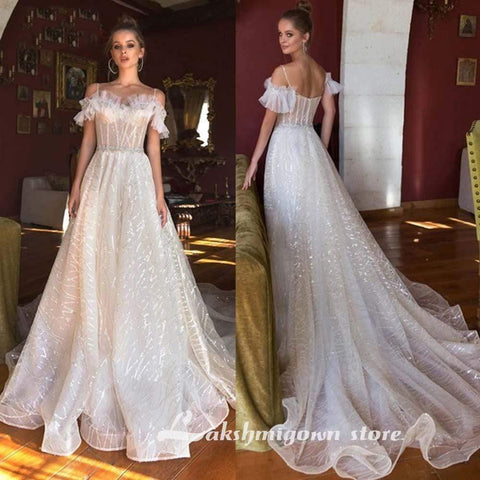 NumberSea Brautkleider, schulterfrei, ärmellos
