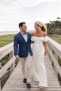 NumberSea Abiti da Sposa Scollatura Sheer Illusion Maniche Lunghe Applicazioni di Pizzo