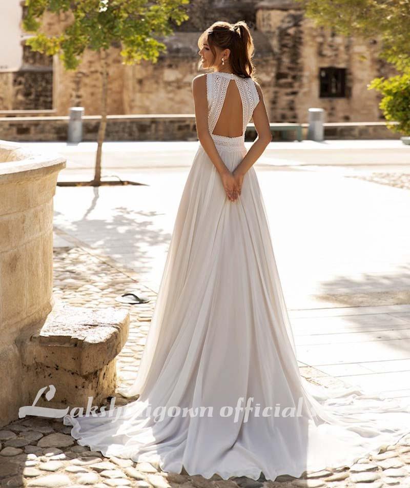 NumberSea Wedding Dresses Sleeveless Sexy Backless Plus Size Beach Bridal Gown