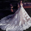 Robes de mariée NumberSea avec traîne amovible  Robes de mariée dos nu à appliques de dentelle