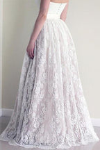 Lace A line Sweetheart Neckline Strapless Wedding Dresses, Cheap Bridal Dresses, MW178