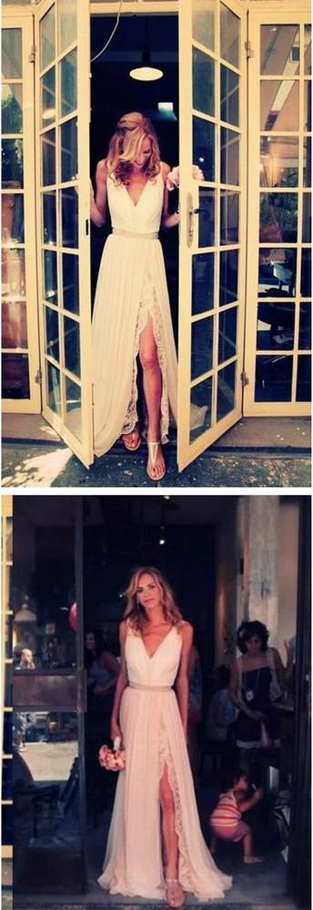 Cheap White Long Lace Wedding Dresses, Prom Dresses, Elegant Evening Dresses, MW126