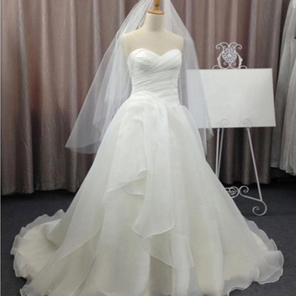Robe de mariée blanche en mousseline simple à décolleté cœur, robe de mariée pas chère, MW142