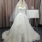 Robe de mariée blanche en mousseline simple à décolleté cœur, robe de mariée pas chère, MW142