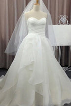 Robe de mariée blanche en mousseline simple à décolleté cœur, robe de mariée pas chère, MW142