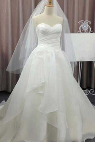 Weiße Chiffon Einfache Sweetheart Brautkleider, Günstige Brautkleid, MW142 