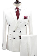NumberSea Abito da Sposa Bianco a Doppio Petto Completo da Uomo per Sposo Smoking a Due Pezzi