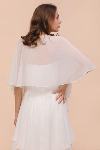 Weißes Brautjungfernkleid, knielang, zweilagig, Hochzeitsgastkleid mit Wickeln