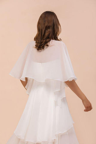Weißes Brautjungfernkleid, knielang, zweilagig, Hochzeitsgastkleid mit Wickeln