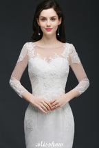 Weißes Spitzen-Meerjungfrau-Juwelen-Brautkleid