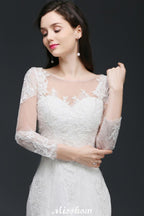 Weißes Spitzen-Meerjungfrau-Juwelen-Brautkleid