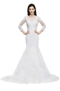 Weißes Spitzen-Meerjungfrau-Juwelen-Brautkleid