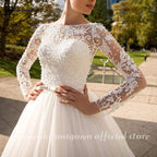 NumberSea White Long Sleeves Ivory Wedding Dresses