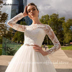 NumberSea White Long Sleeves Ivory Wedding Dresses
