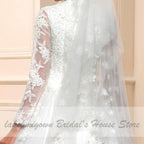 NumberSea White Muslim Wedding Dress with Long Sleeves