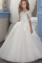 Numbersea White Off The Shoulder 1/2 Sleeves Ball Gown Flower Girls Dress - view 1